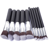 10 Pcs Silver/Golden Makeup Brushes Set pincel