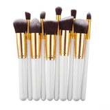 10 Pcs Silver/Golden Makeup Brushes Set pincel