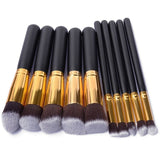 10 Pcs Silver/Golden Makeup Brushes Set pincel