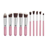 10 Pcs Silver/Golden Makeup Brushes Set pincel