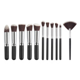 10 Pcs Silver/Golden Makeup Brushes Set pincel