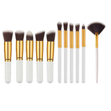 10 Pcs Silver/Golden Makeup Brushes Set pincel