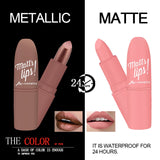 16 Colors Waterproof Long Lasting Metallic  Lipstick